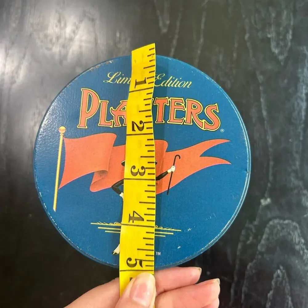 Blue Decorative Tin- Retro Mr. Peanut Planters- 6.75x5